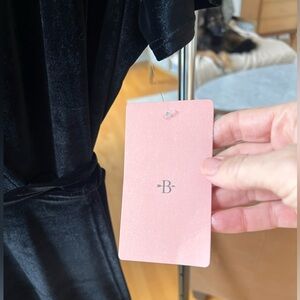 BHLDN Velvet Wrap Flutter Sleeve Black Dress, Medium